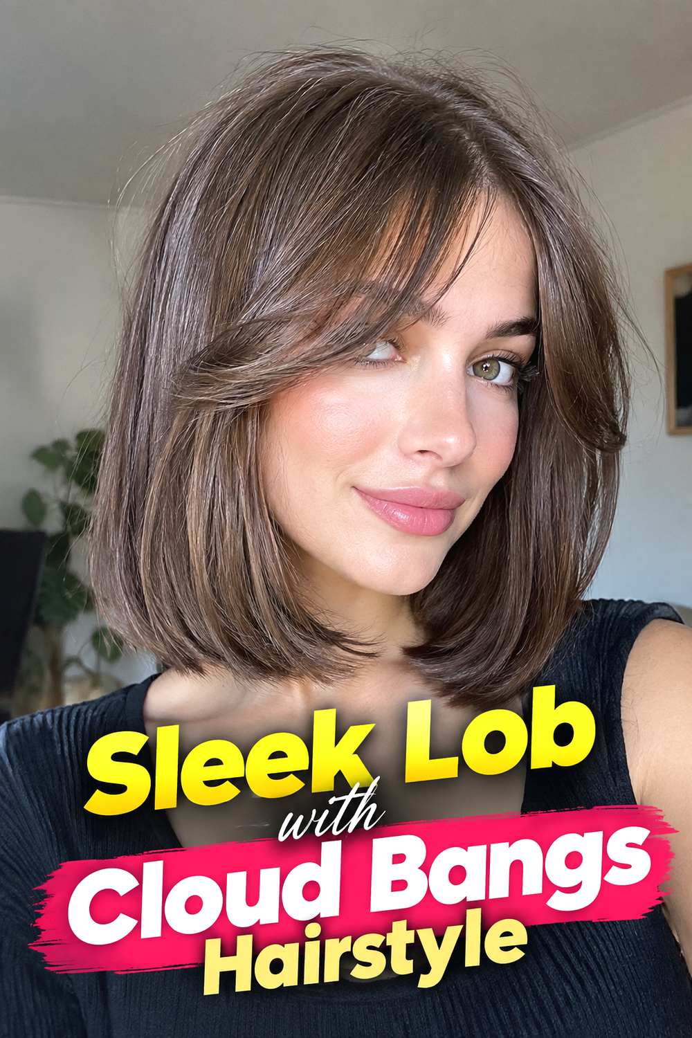 Sleek Lob with Cloud Bangs Hairstyle