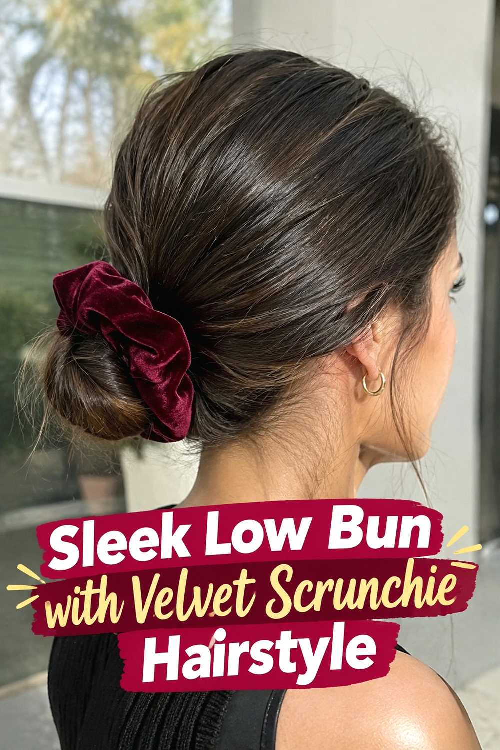 1. Sleek Low Bun With Velvet Scrunchie Hairstyle