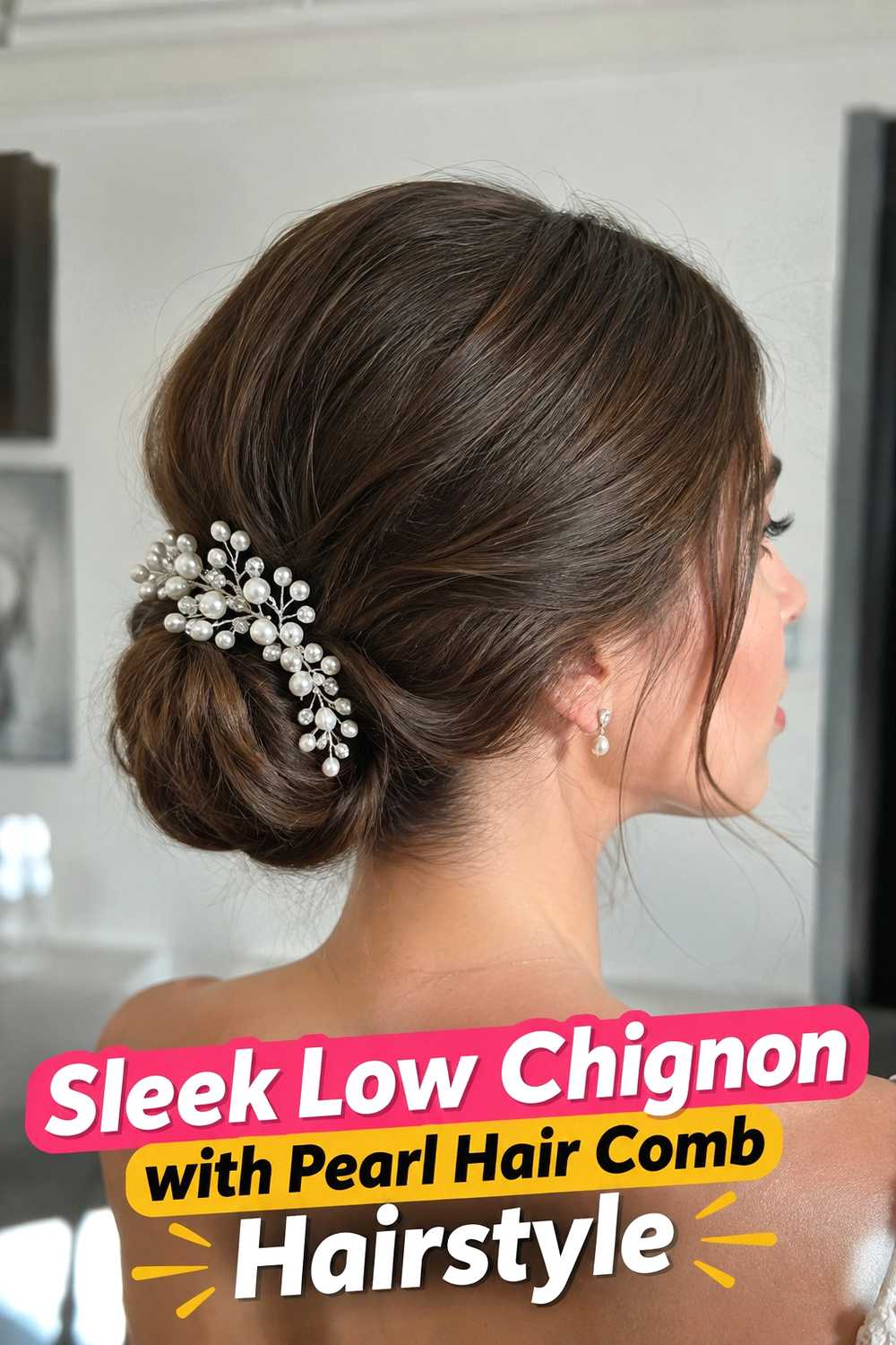 1. Sleek Low Chignon With Pearl Hair Comb Hairstyle