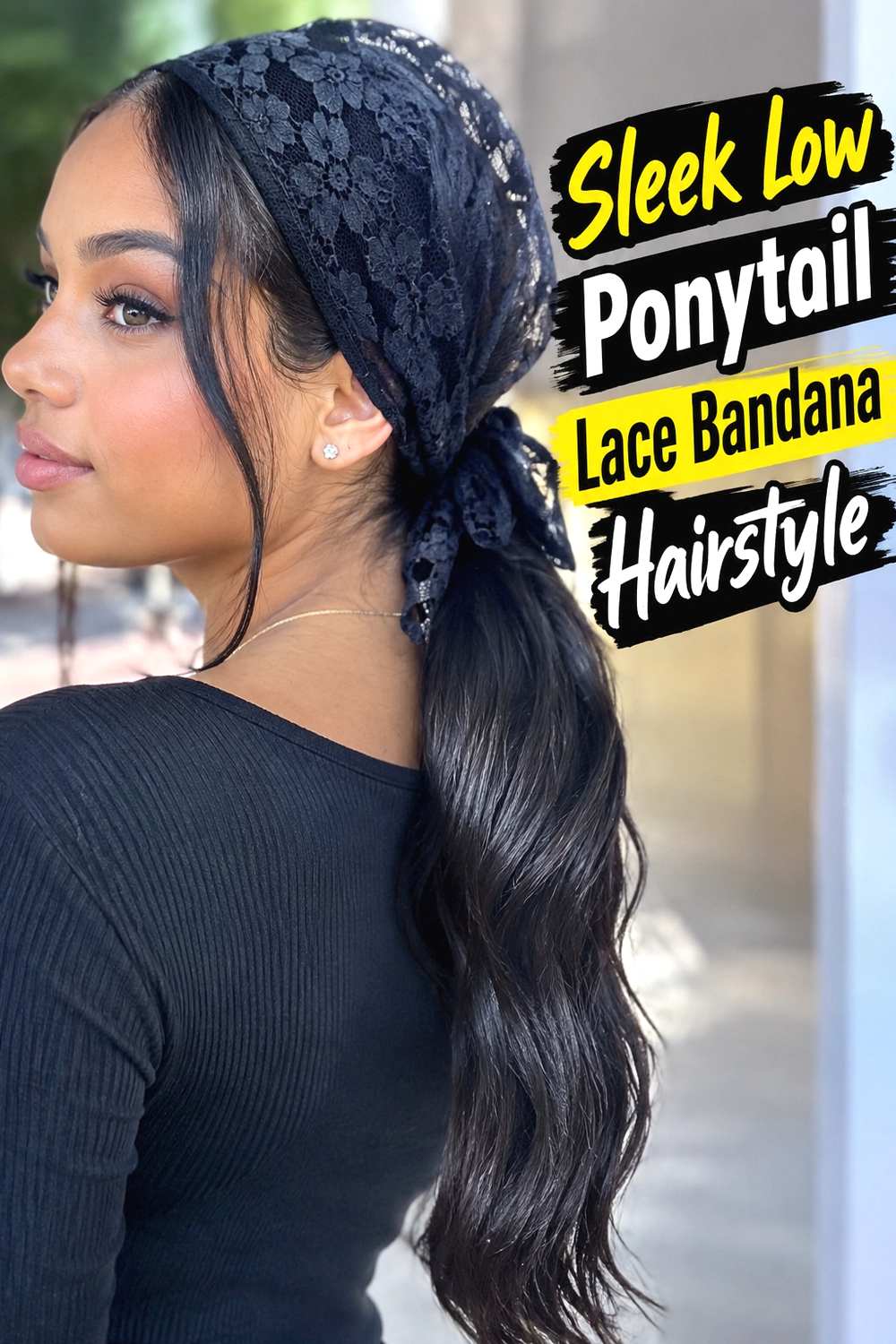 5. Sleek Low Ponytail Lace Bandana Hairstyle
