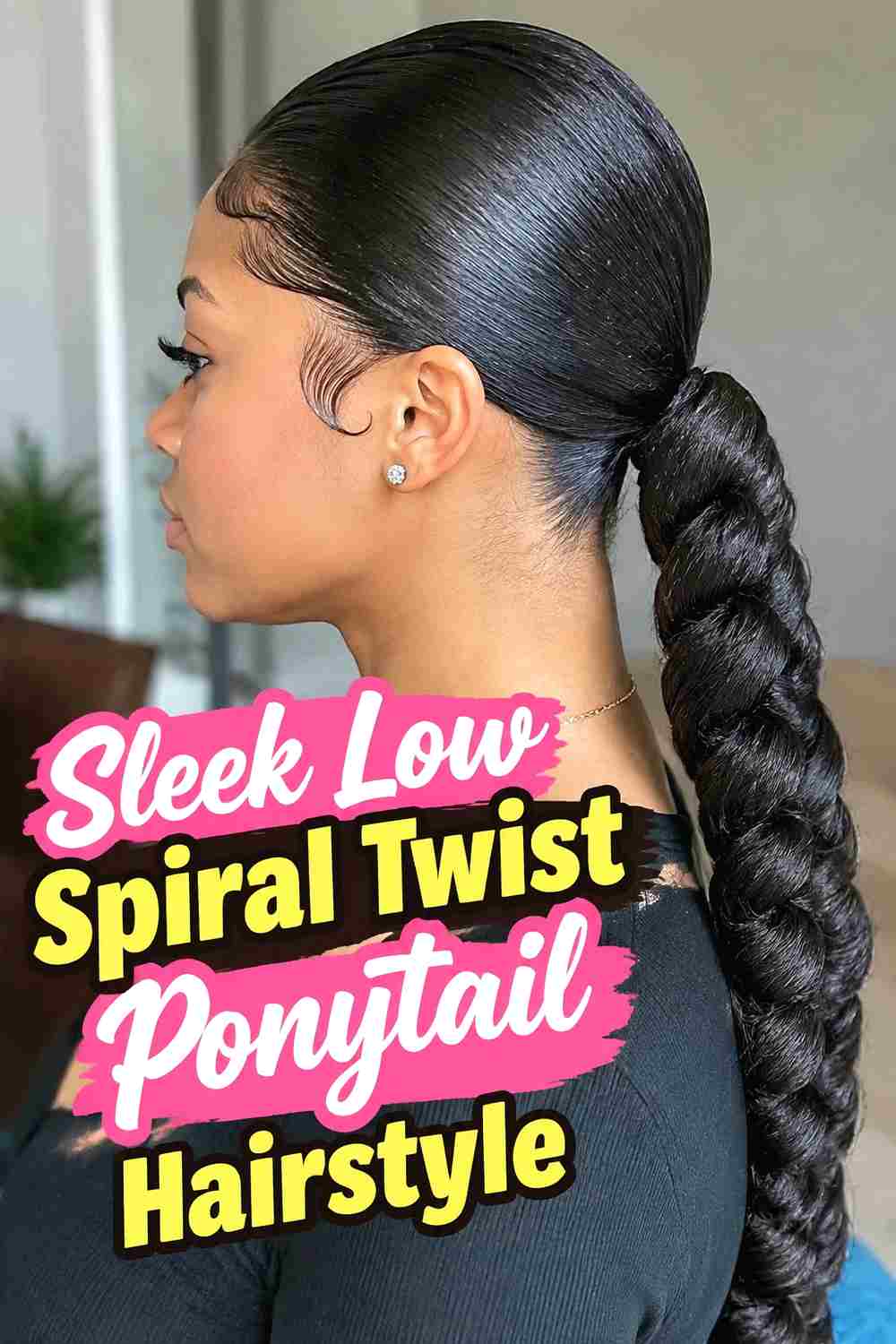2. Sleek Low Spiral Twist Ponytail Hairstyle