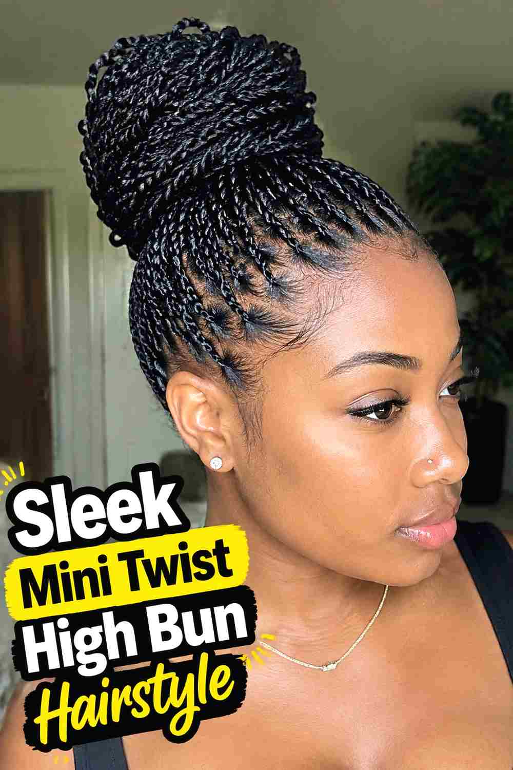 1. Sleek Mini Twist High Bun Hairstyle