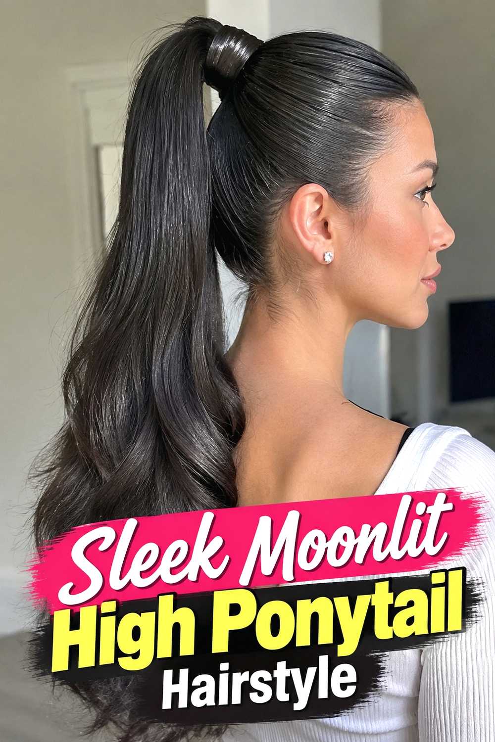 1. Sleek Moonlit High Ponytail Hairstyle