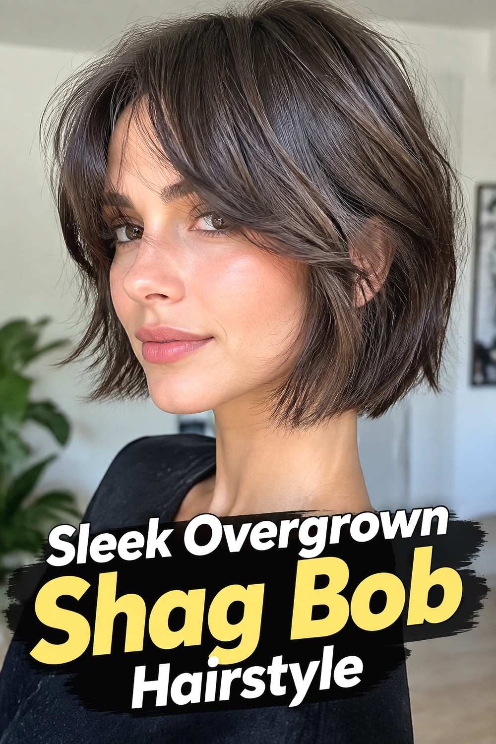 Sleek Overgrown Shag Bob Hairstyle