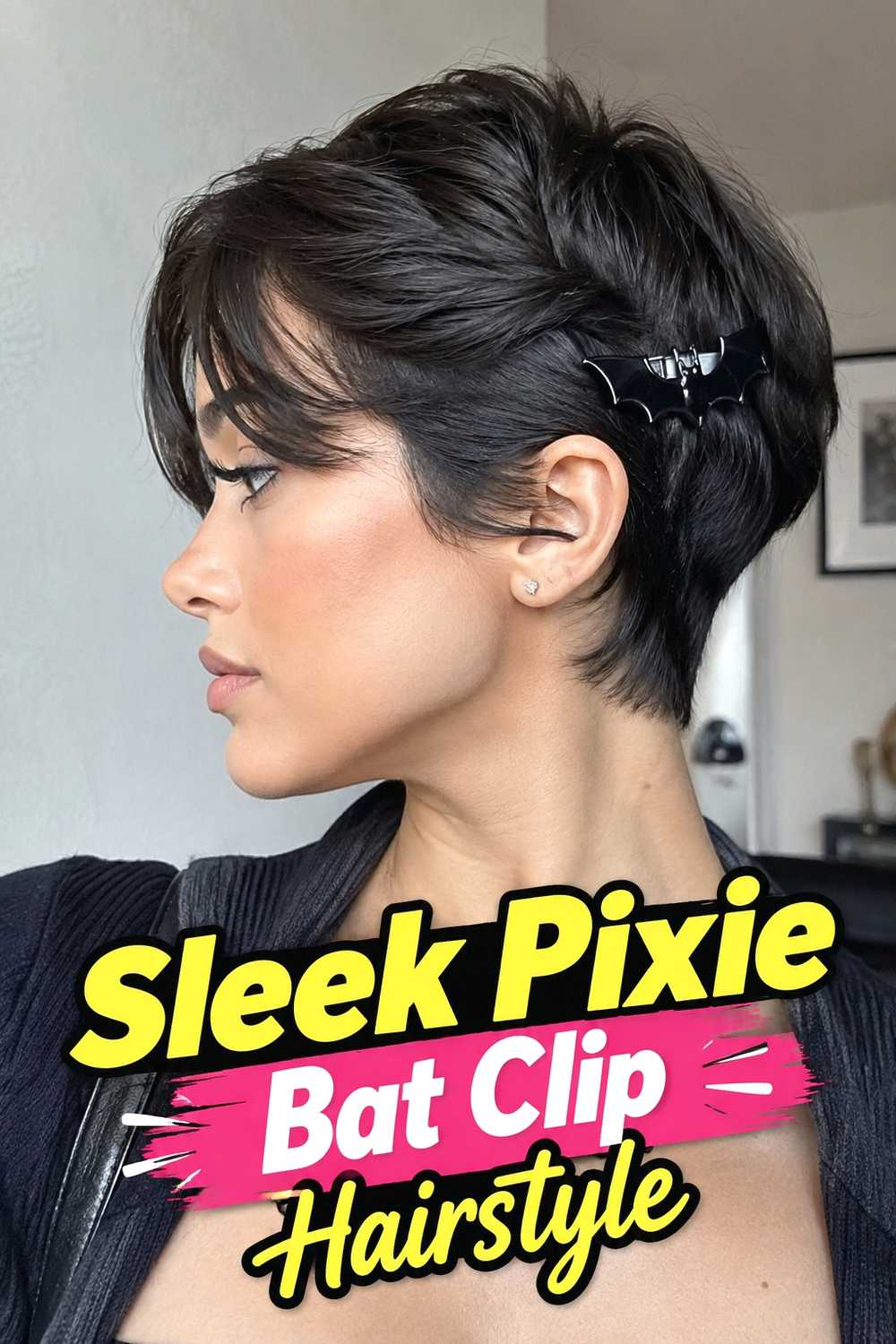 5. Sleek Pixie Bat Clip Hairstyle