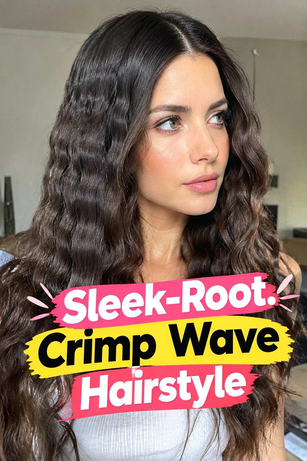 17. Sleek Root Crimp Wave Hairstyle