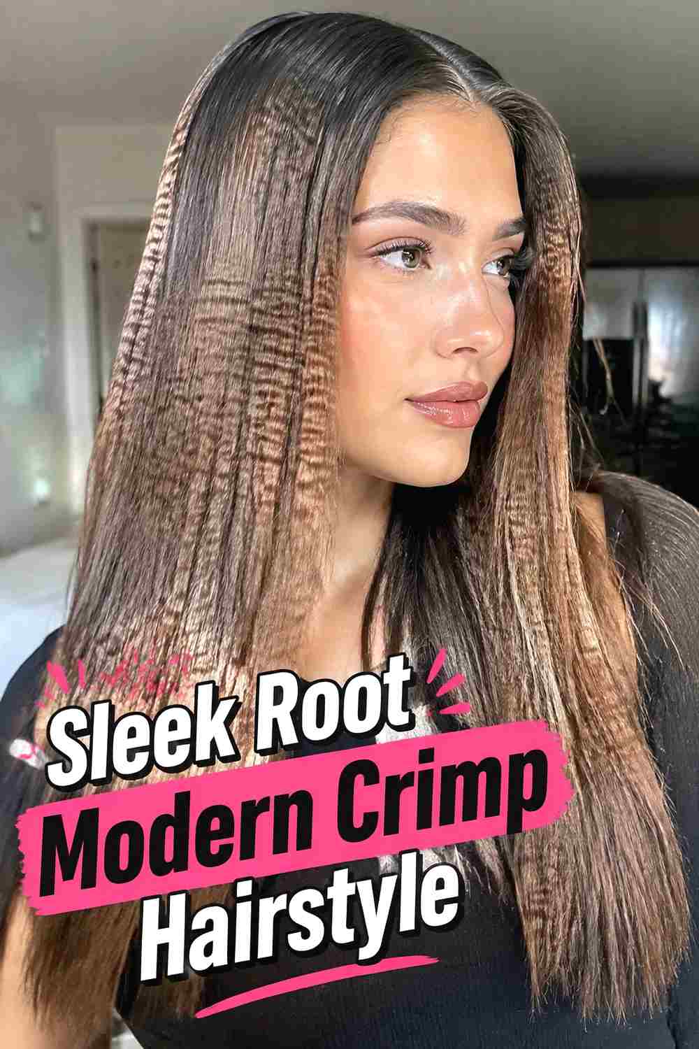 2. Sleek Root Modern Crimp Hairstyle