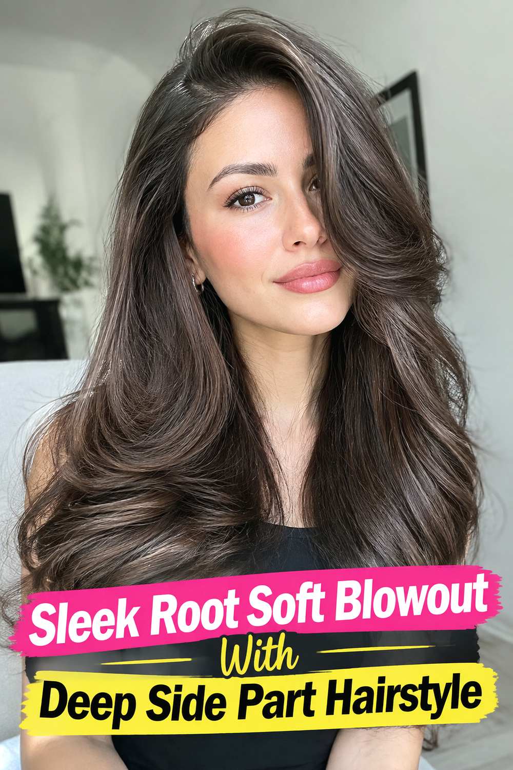 Sleek Root Soft Blowout With Deep Side Part Hairstyle