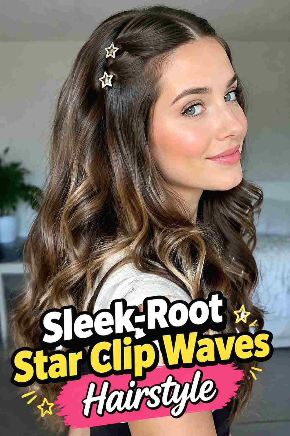 5. Sleek Root Star Clip Waves Hairstyle