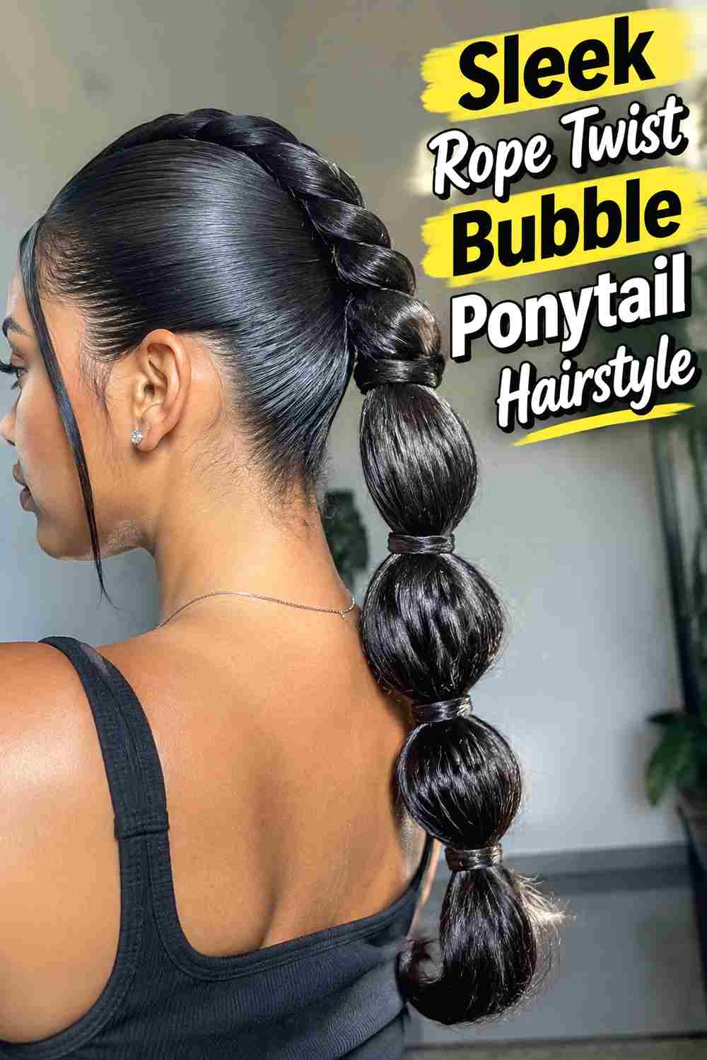 2. Sleek Rope Twist Bubble Ponytail Hairstyle