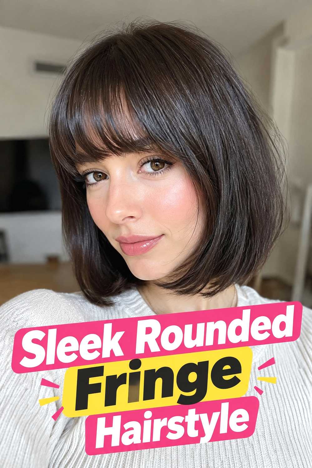 10. Sleek Rounded Fringe Hairstyle