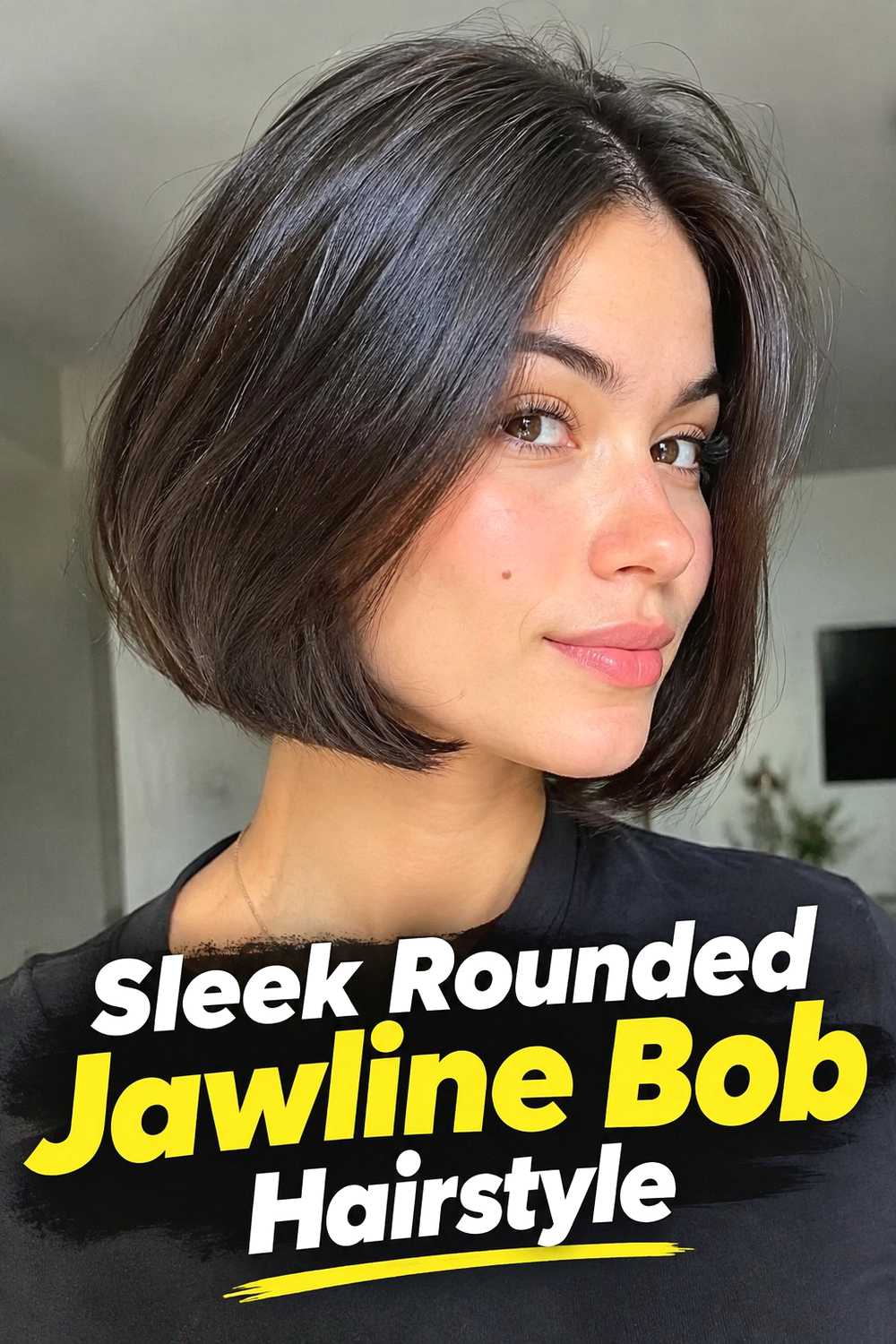 2. Sleek Rounded Jawline Bob Hairstyle