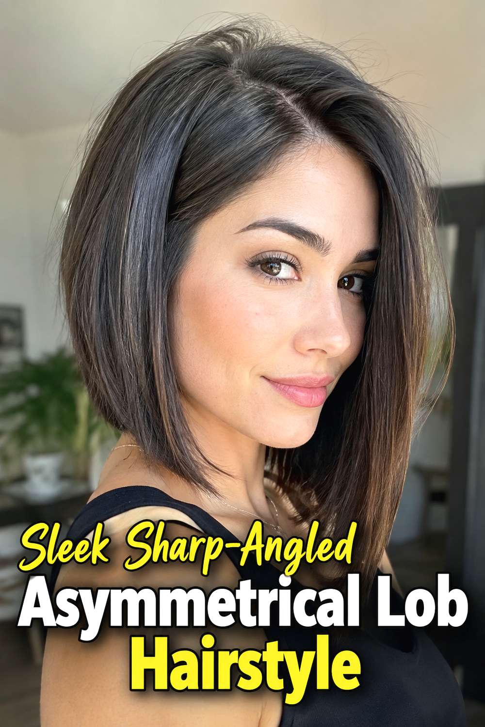 Sleek Sharp-Angled Asymmetrical Lob Hairstyle