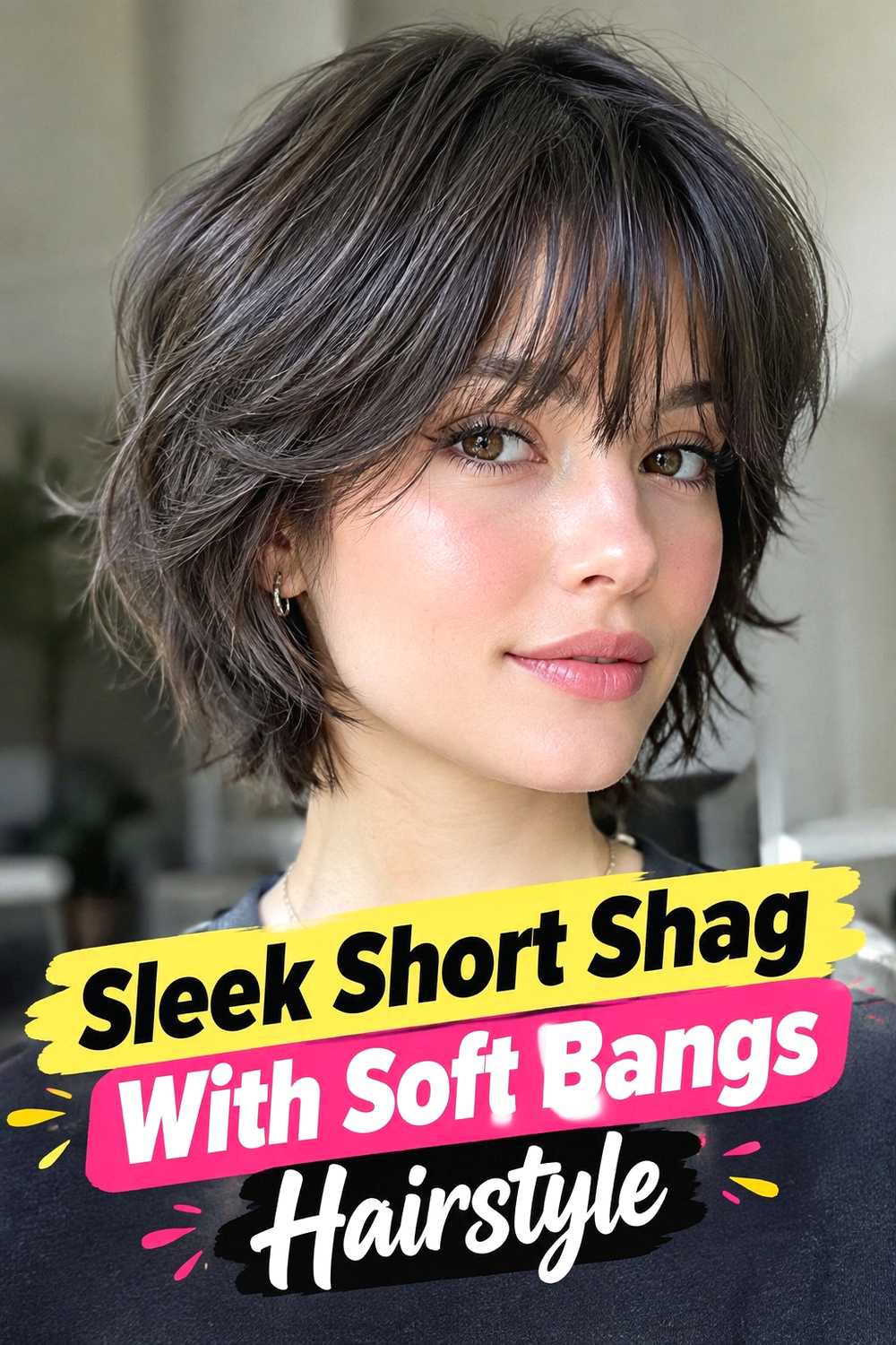 11. Sleek Short Shag With Soft Bangs Hairstyle