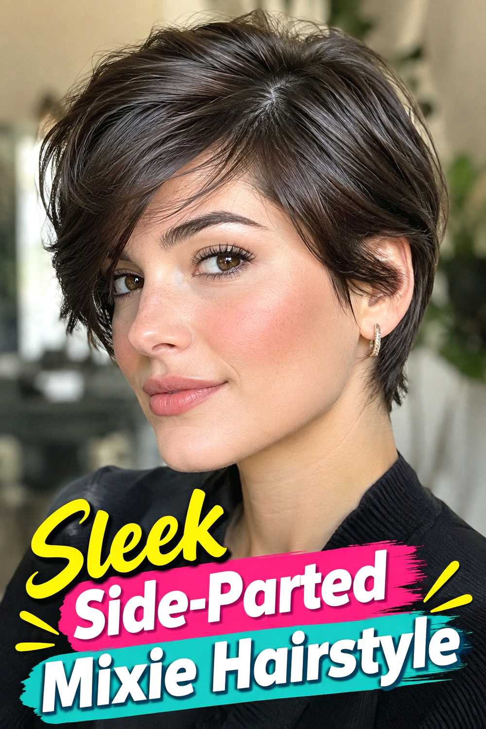8. Sleek Side Parted Mixie Hairstyle