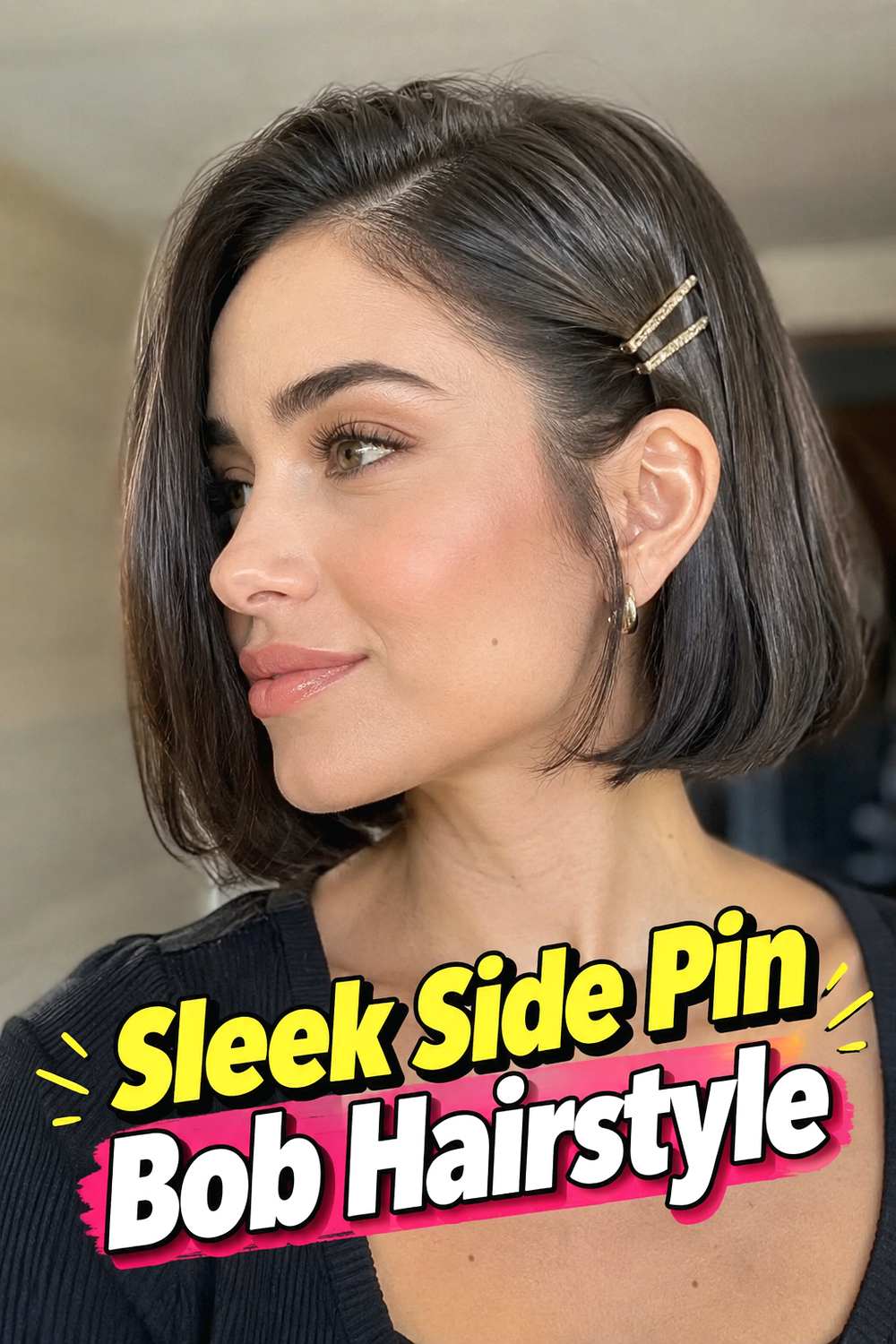 Sleek Side Pin Bob Hairstyle