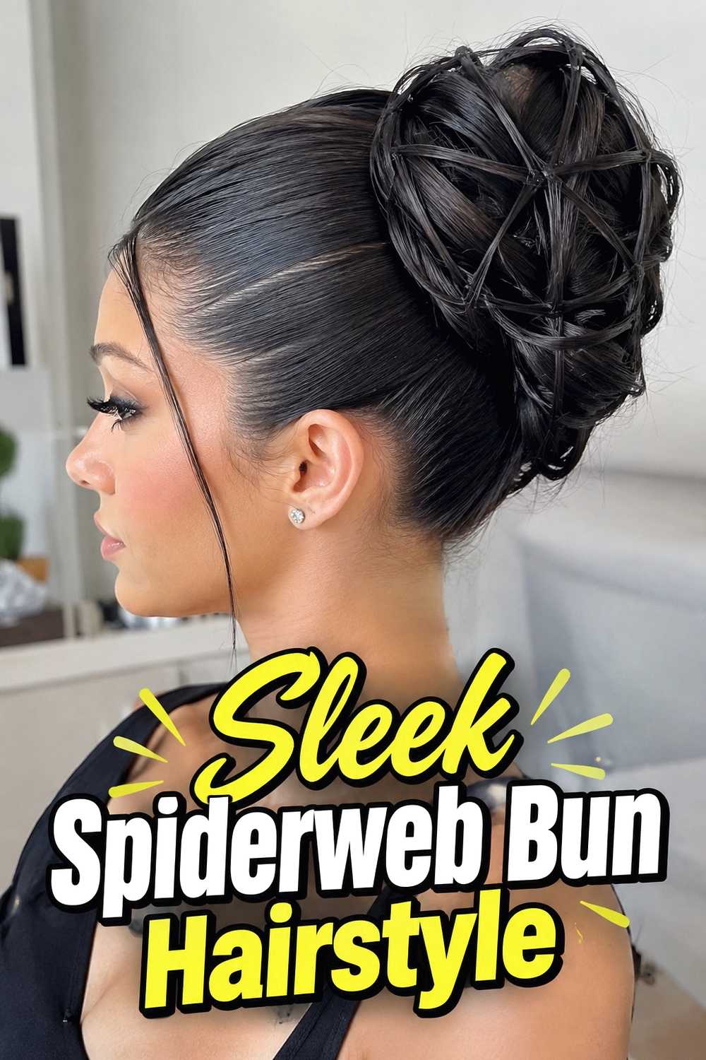 4. Sleek Spiderweb Bun Hairstyle
