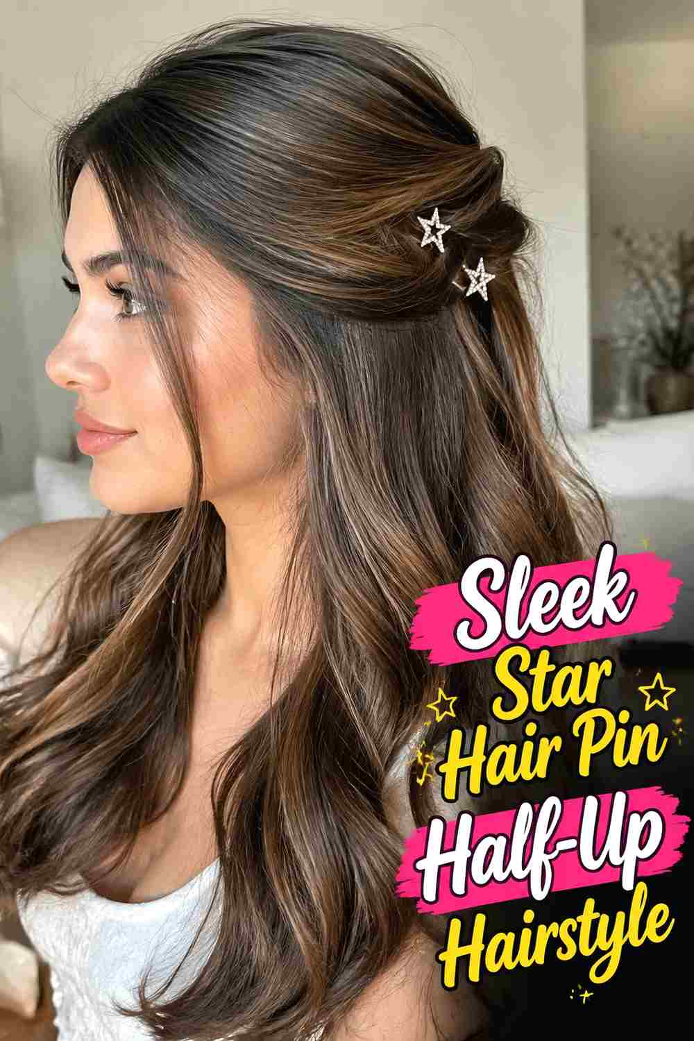 7. Sleek Star Hair Pin Half Up Hairstyle