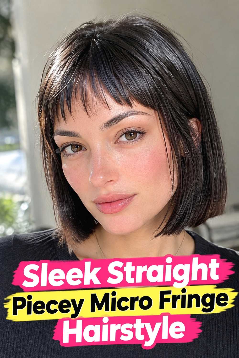 9. Sleek Straight Piecey Micro Fringe Hairstyle