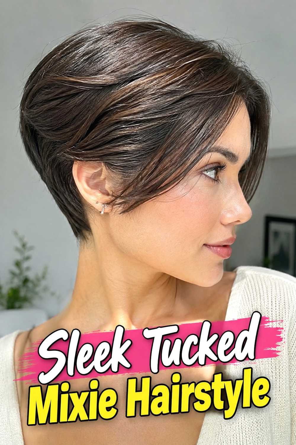 10. Sleek Tucked Mixie Hairstyle