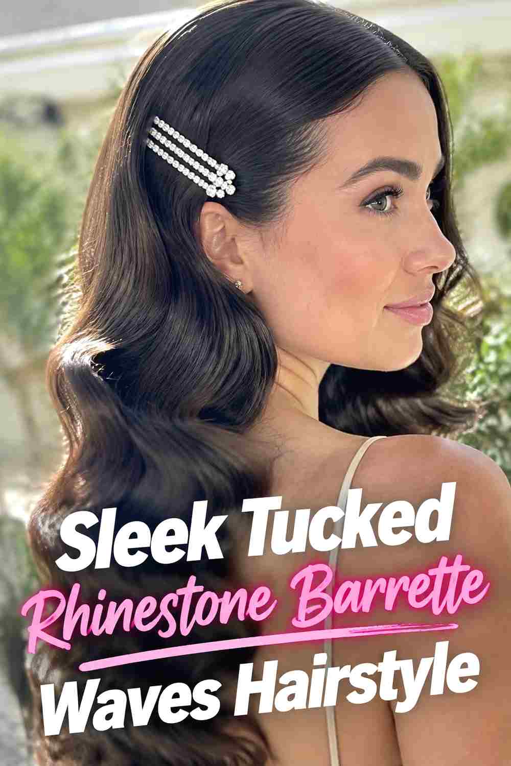 10. Sleek Tucked Rhinestone Barrette Waves Hairstyle