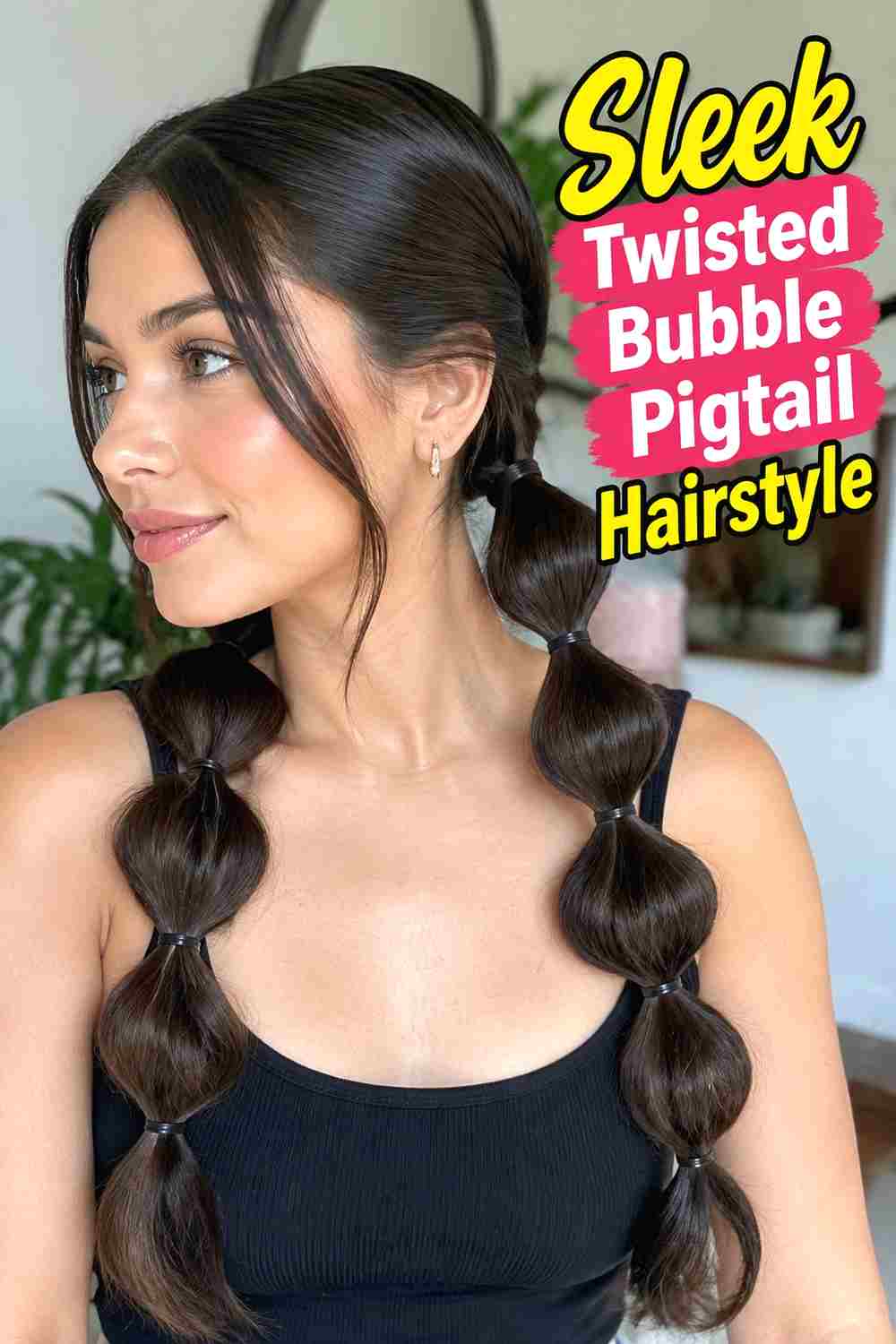 7. Sleek Twisted Bubble Pigtail Hairstyle