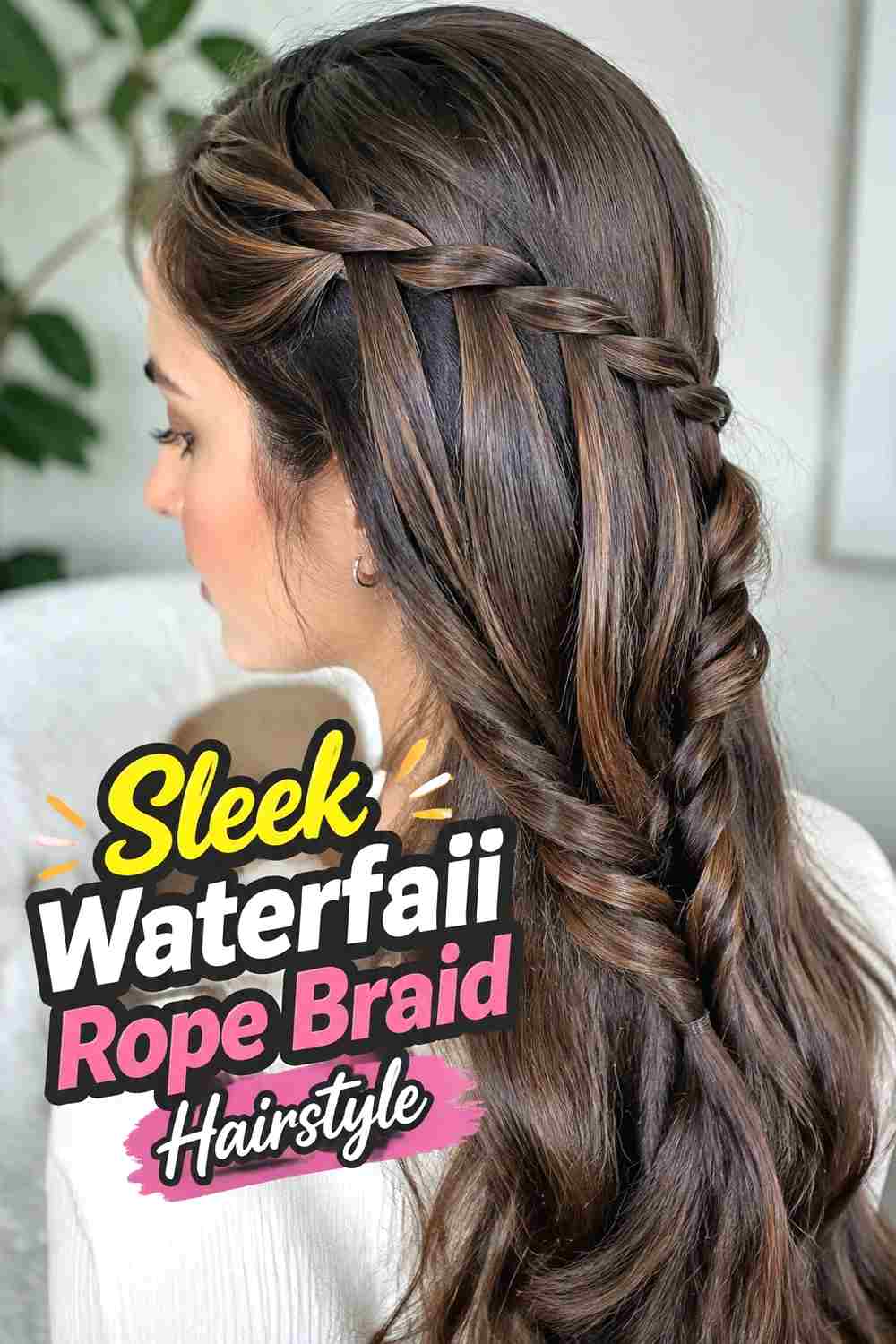 9. Sleek Waterfall Rope Braid Hairstyle