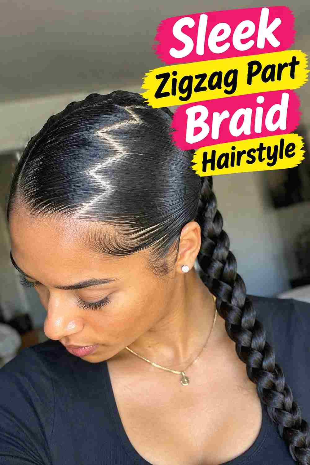9. Sleek Zigzag Part Braid Hairstyle
