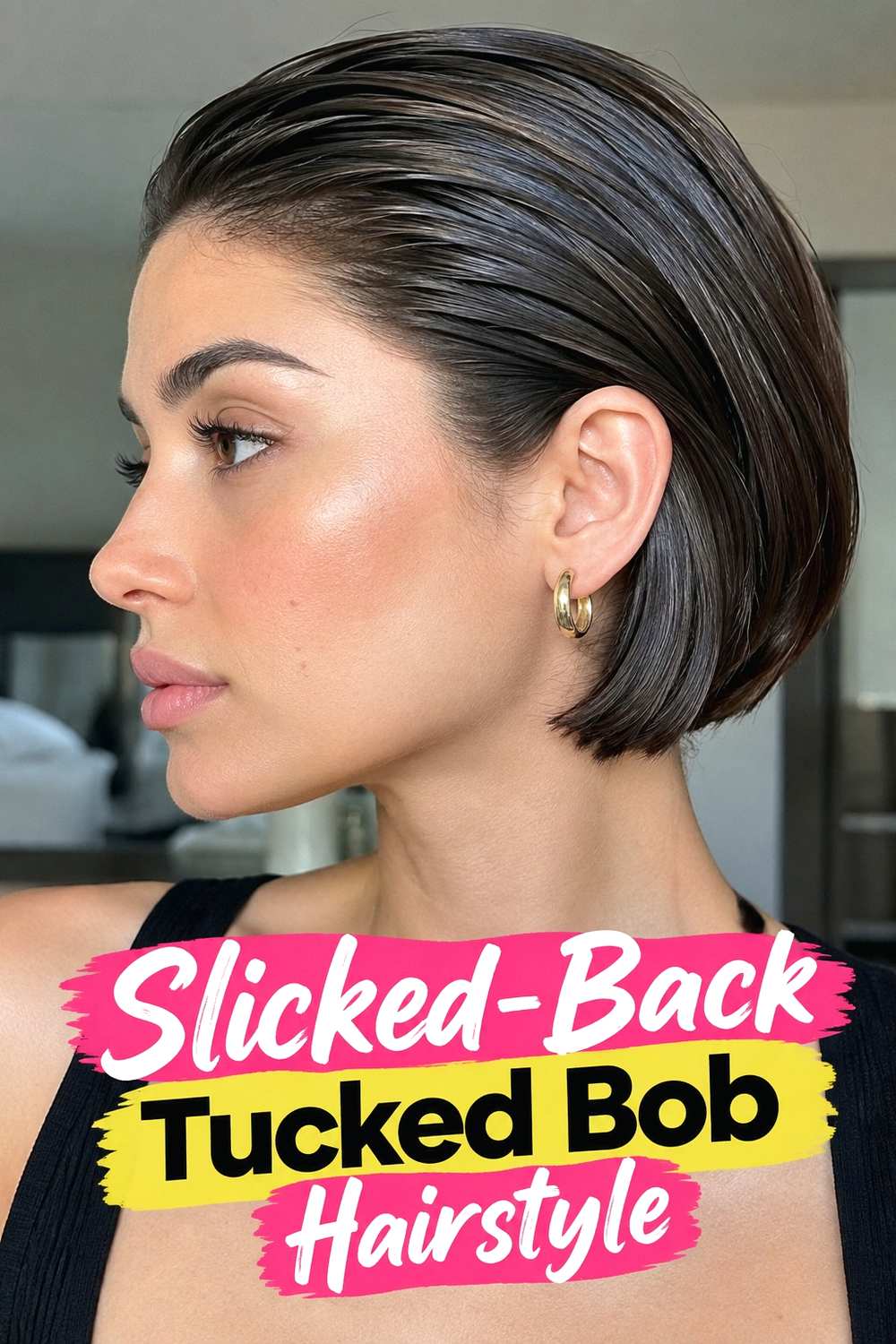 10. Slicked Back Tucked Bob Hairstyle