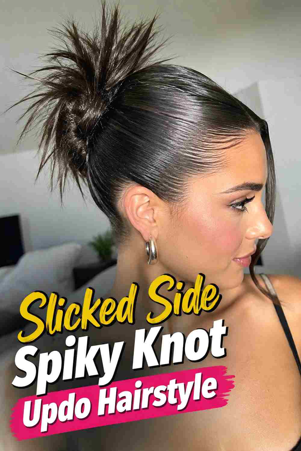 5. Slicked Side Spiky Knot Updo Hairstyle