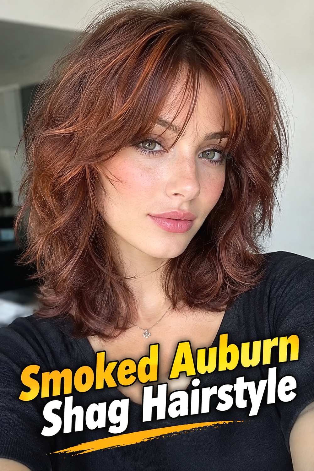 Smoked Auburn Shag Hairstyle