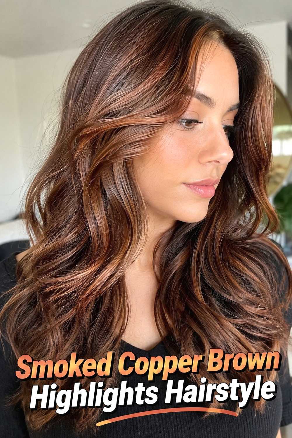 4. Smoked Copper Brown Highlights Hairstyle