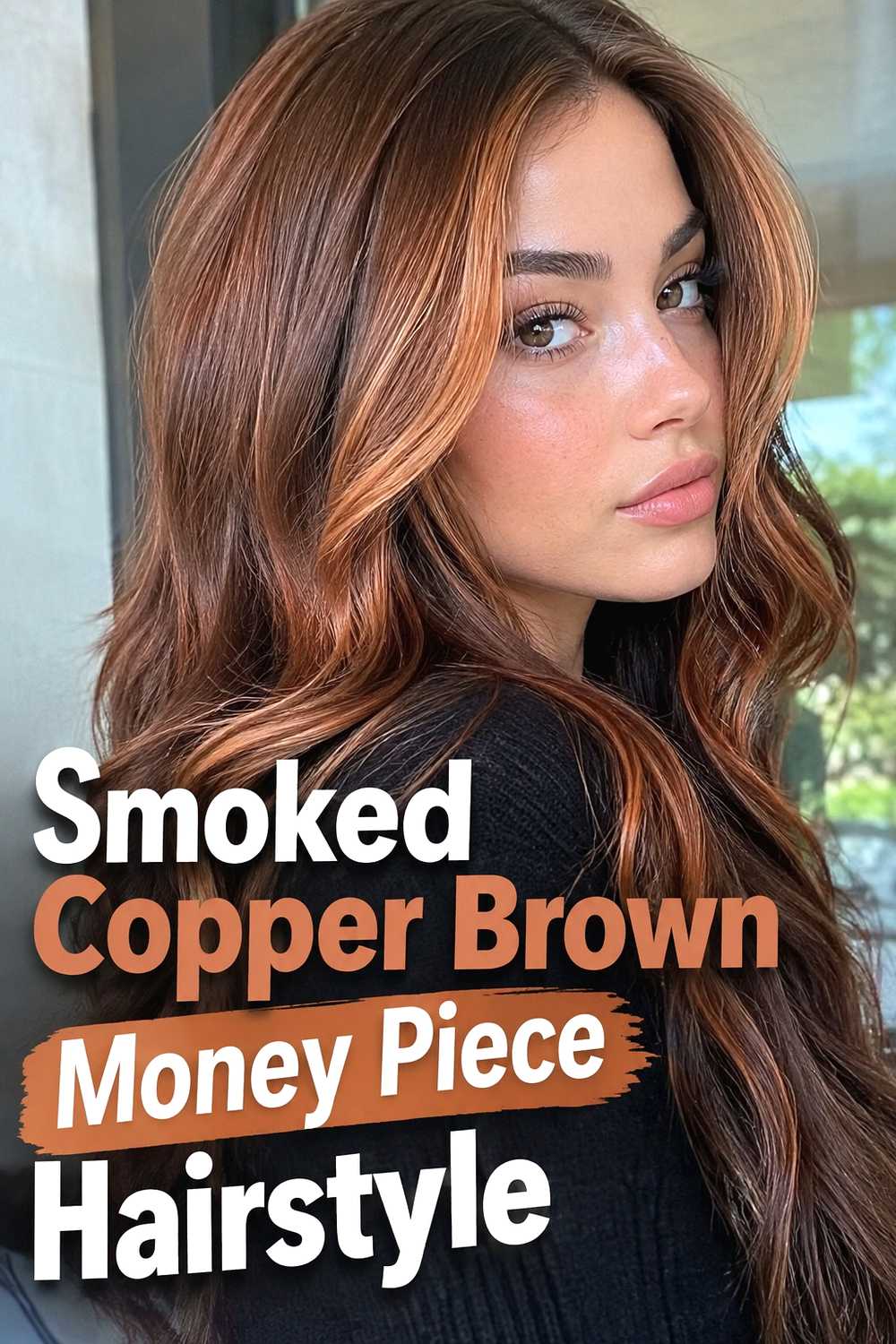 5. Smoked Copper Brown Money Piece Hairstyle