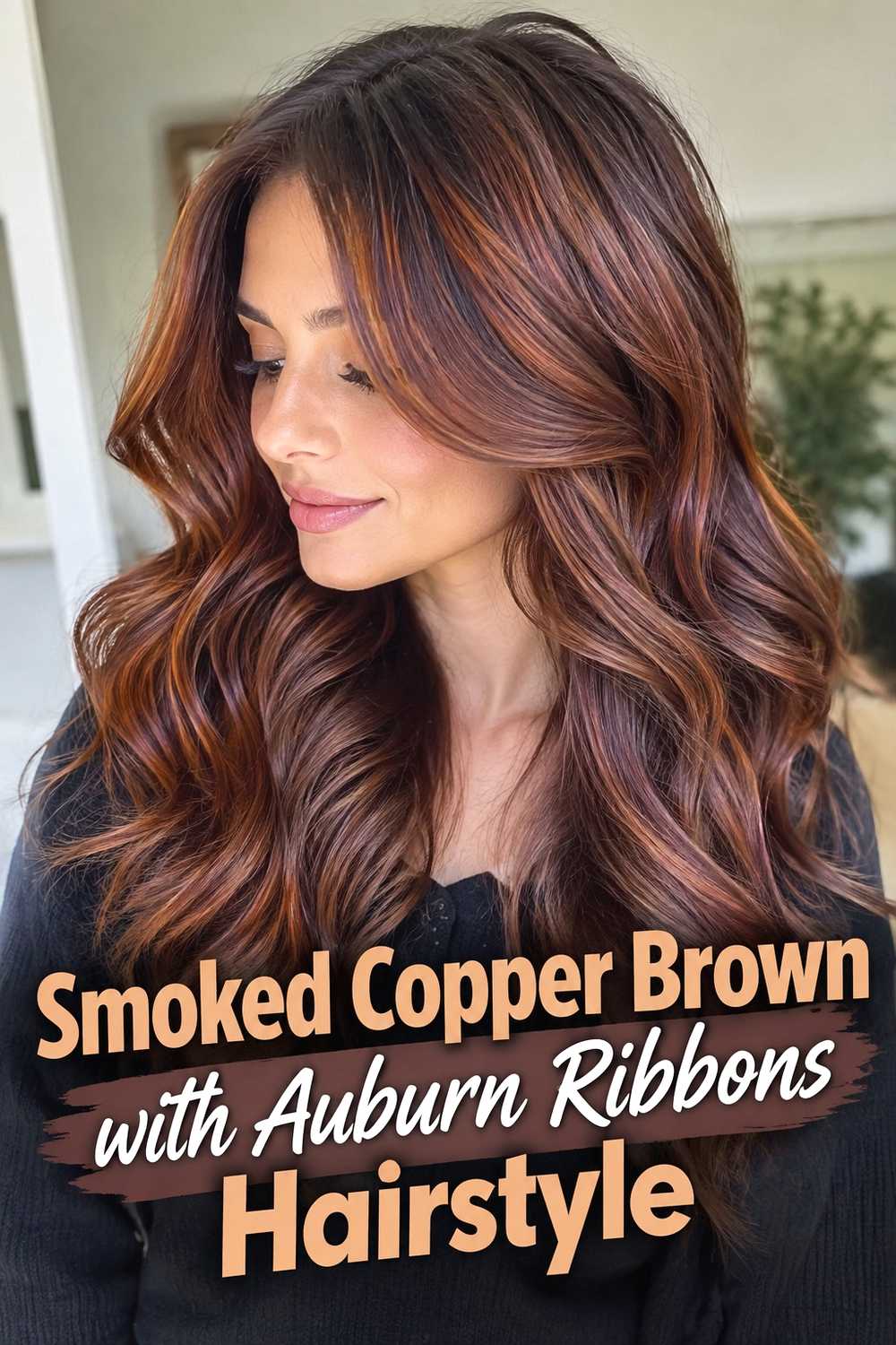 13. Smoked Copper Brown With Auburn Ribbons Hairstyle