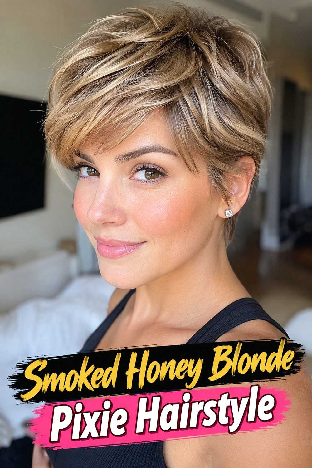 13. Smoked Honey Blonde Pixie Hairstyle
