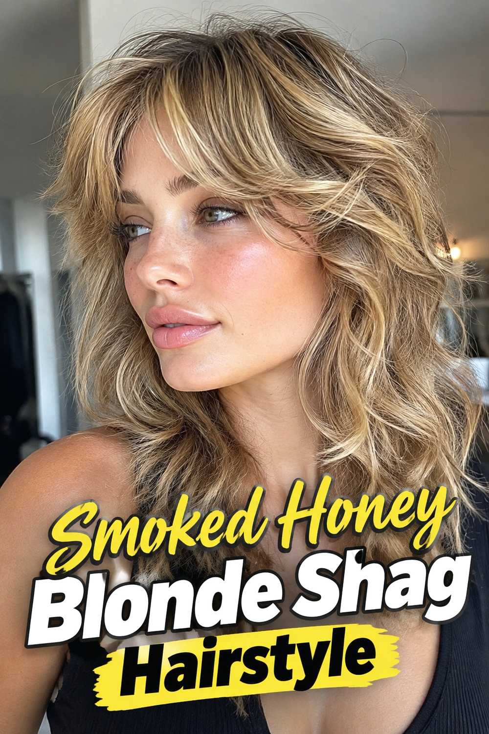 14. Smoked Honey Blonde Shag Hairstyle