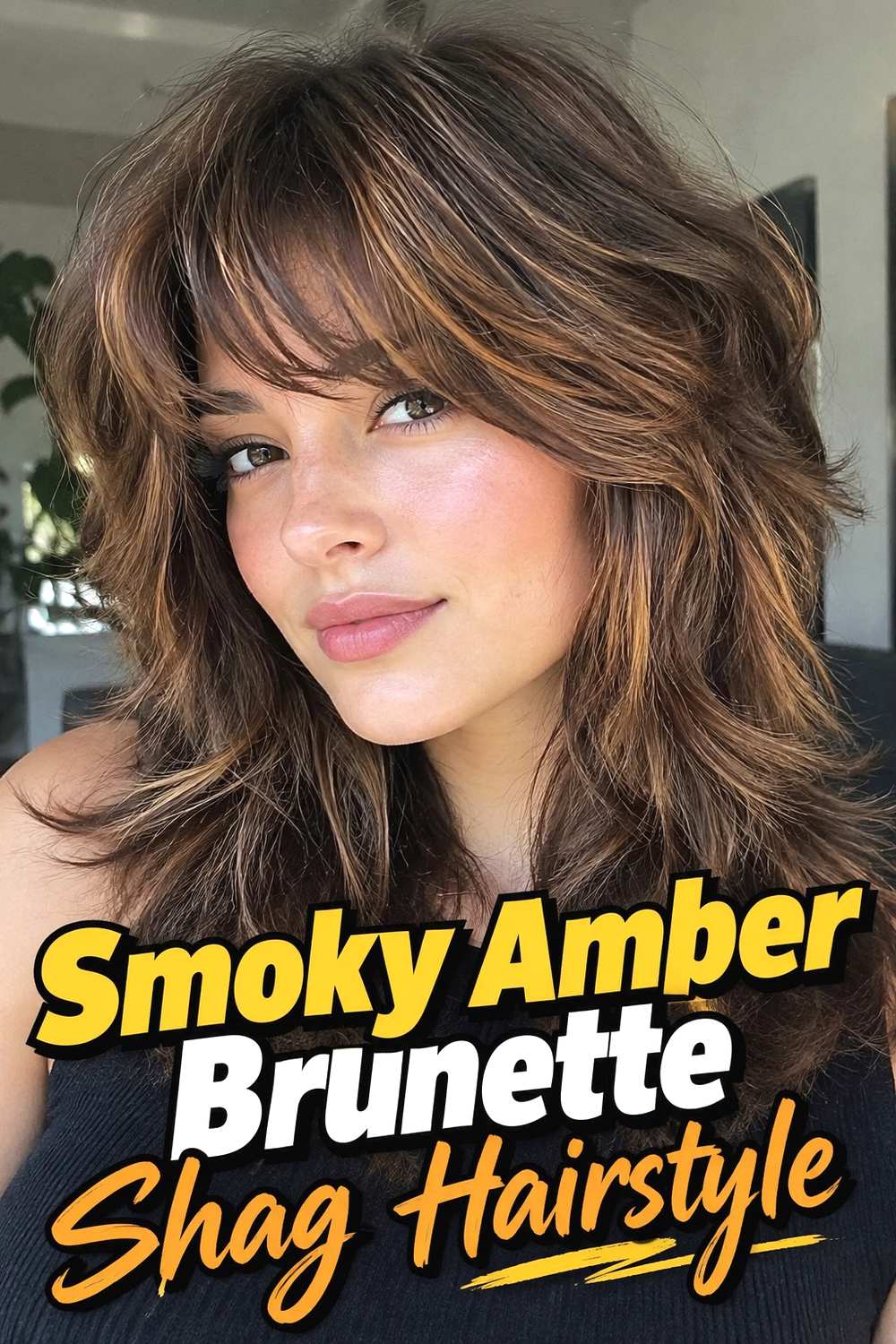12. Smoky Amber Brunette Shag Hairstyle