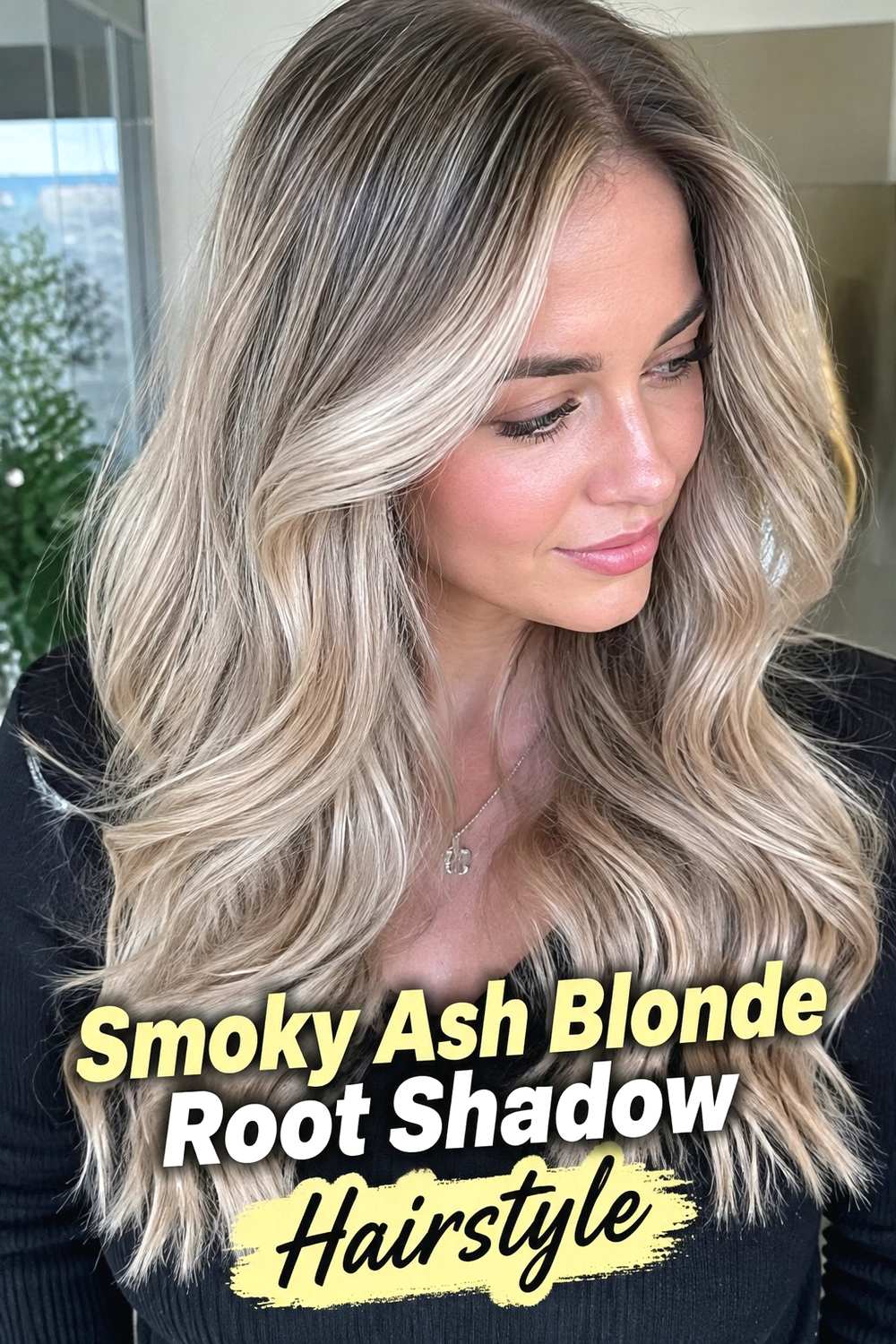 1. Smoky Ash Blonde Root Shadow Hairstyle
