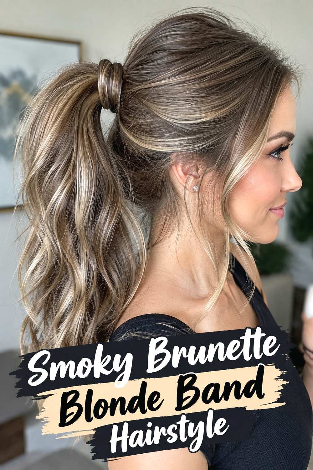 3. Smoky Brunette Blonde Band Hairstyle