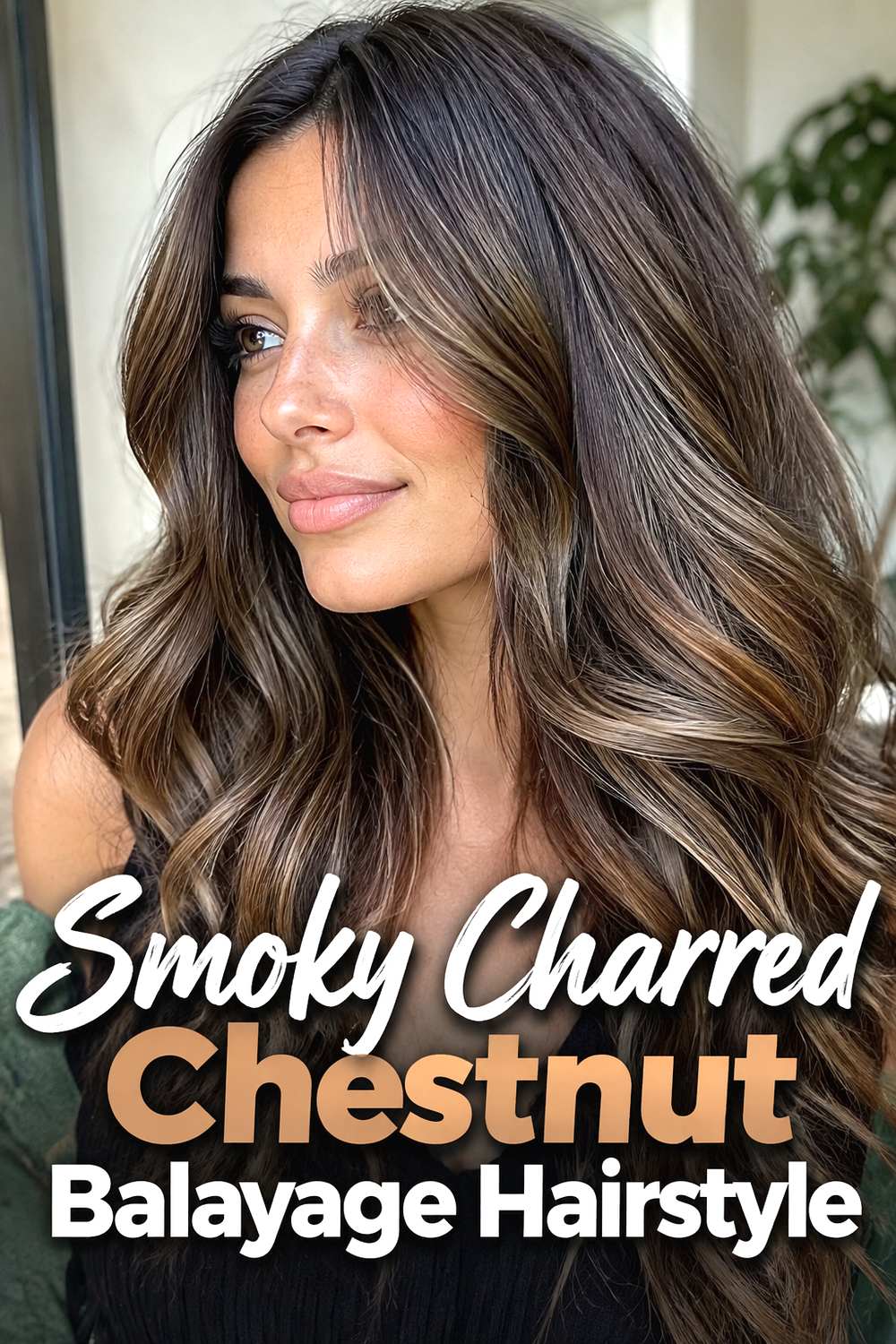 Smoky Charred Chestnut Balayage Hairstyle