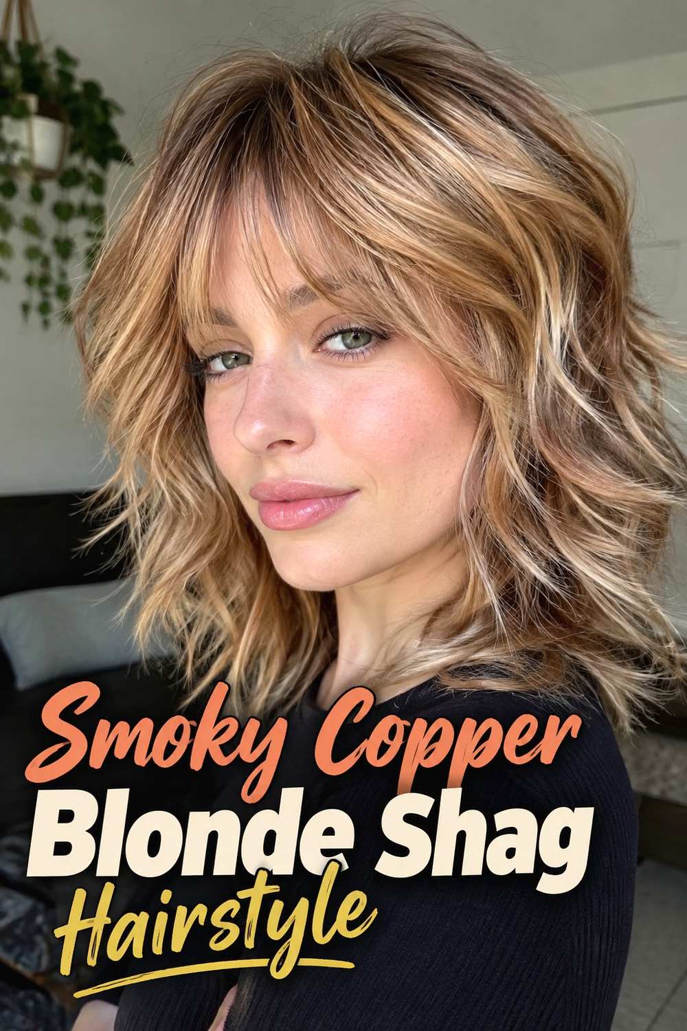 15. Smoky Copper Blonde Shag Hairstyle