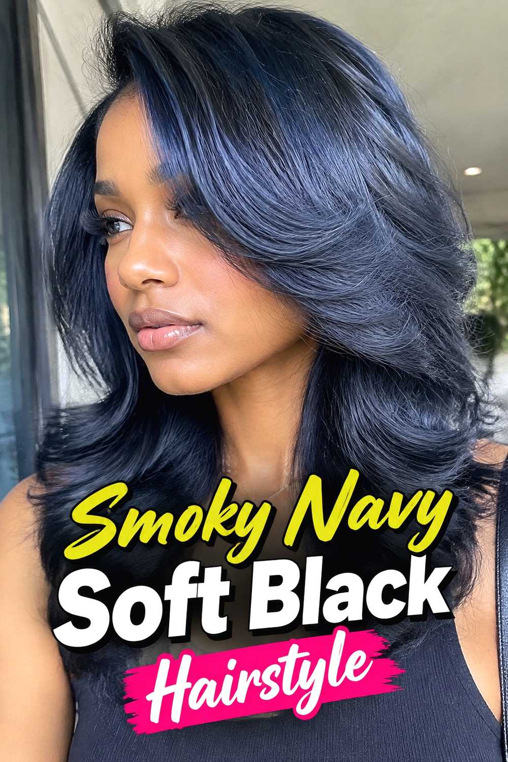 7. Smoky Navy Soft Black Hairstyle