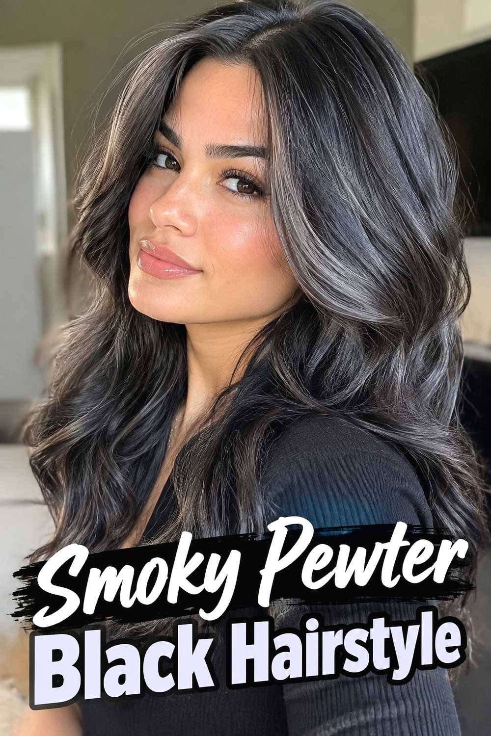 2. Smoky Pewter Black Hairstyle