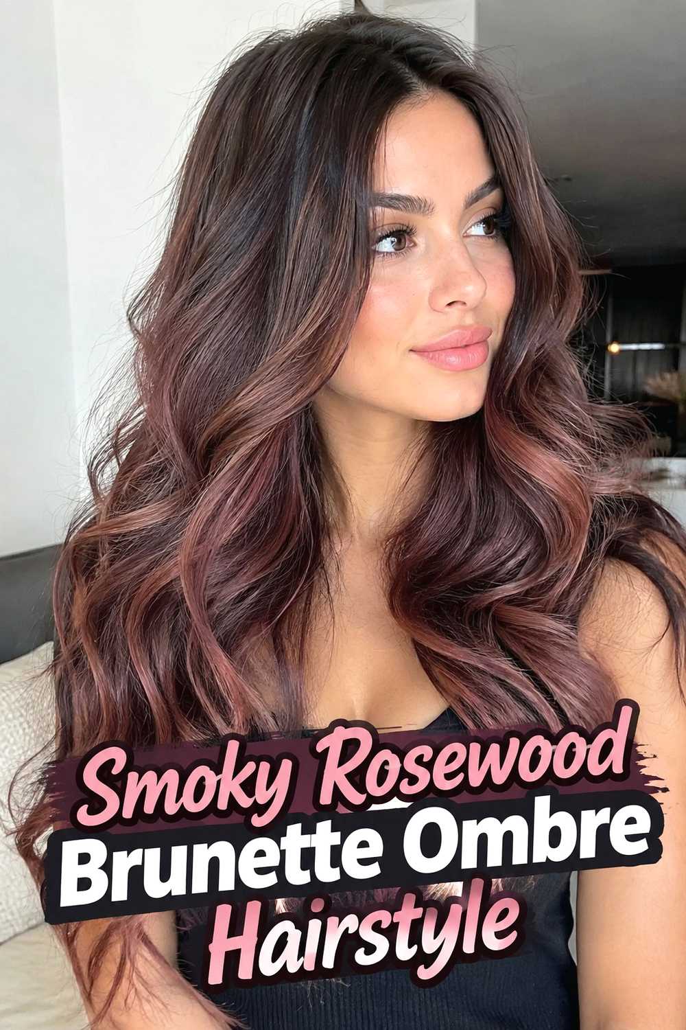 7. Smoky Rosewood Brunette Ombre Hairstyle