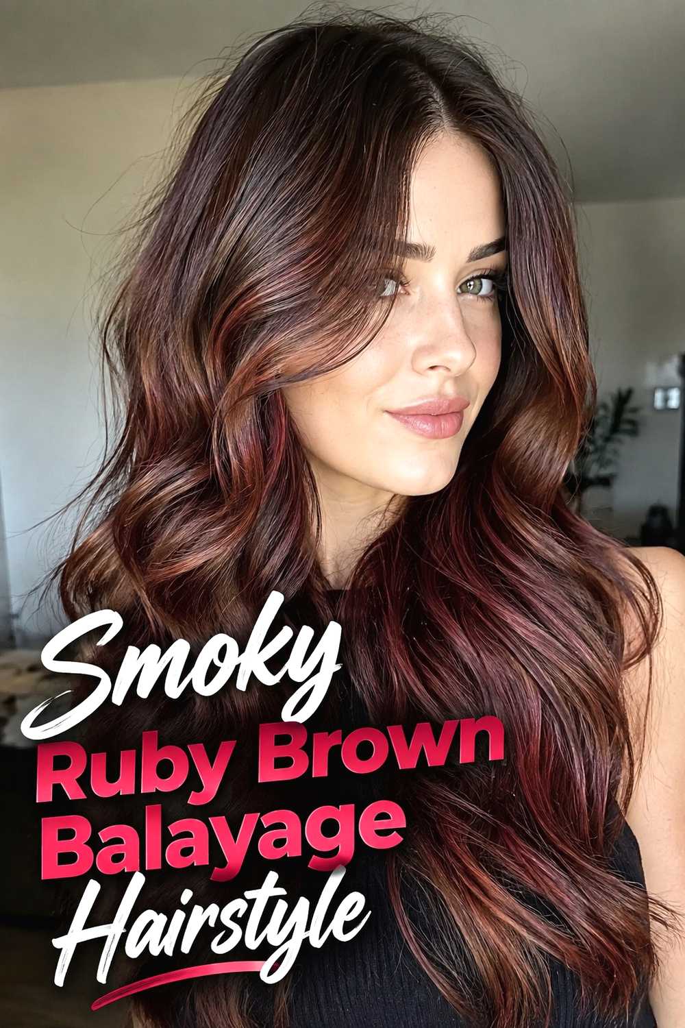 8. Smoky Ruby Brown Balayage Hairstyle