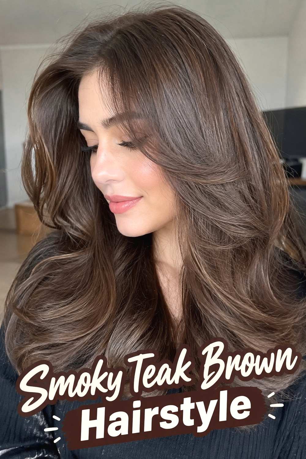 15. Smoky Teak Brown Hairstyle