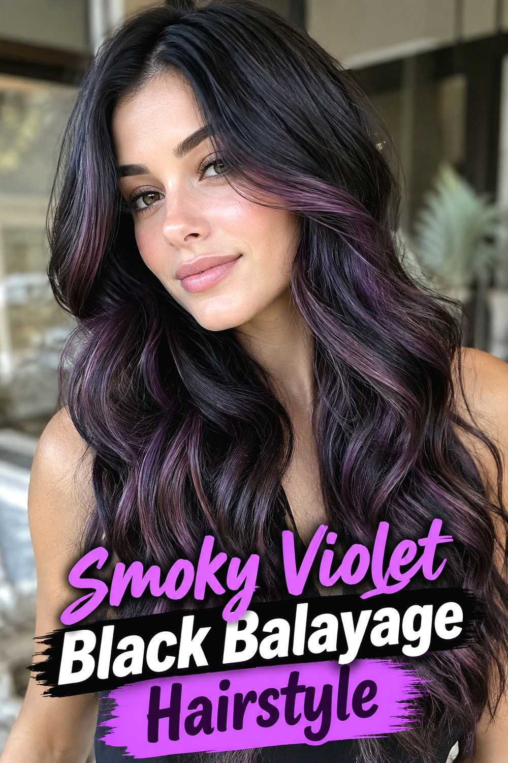 3. Smoky Violet Black Balayage Hairstyle