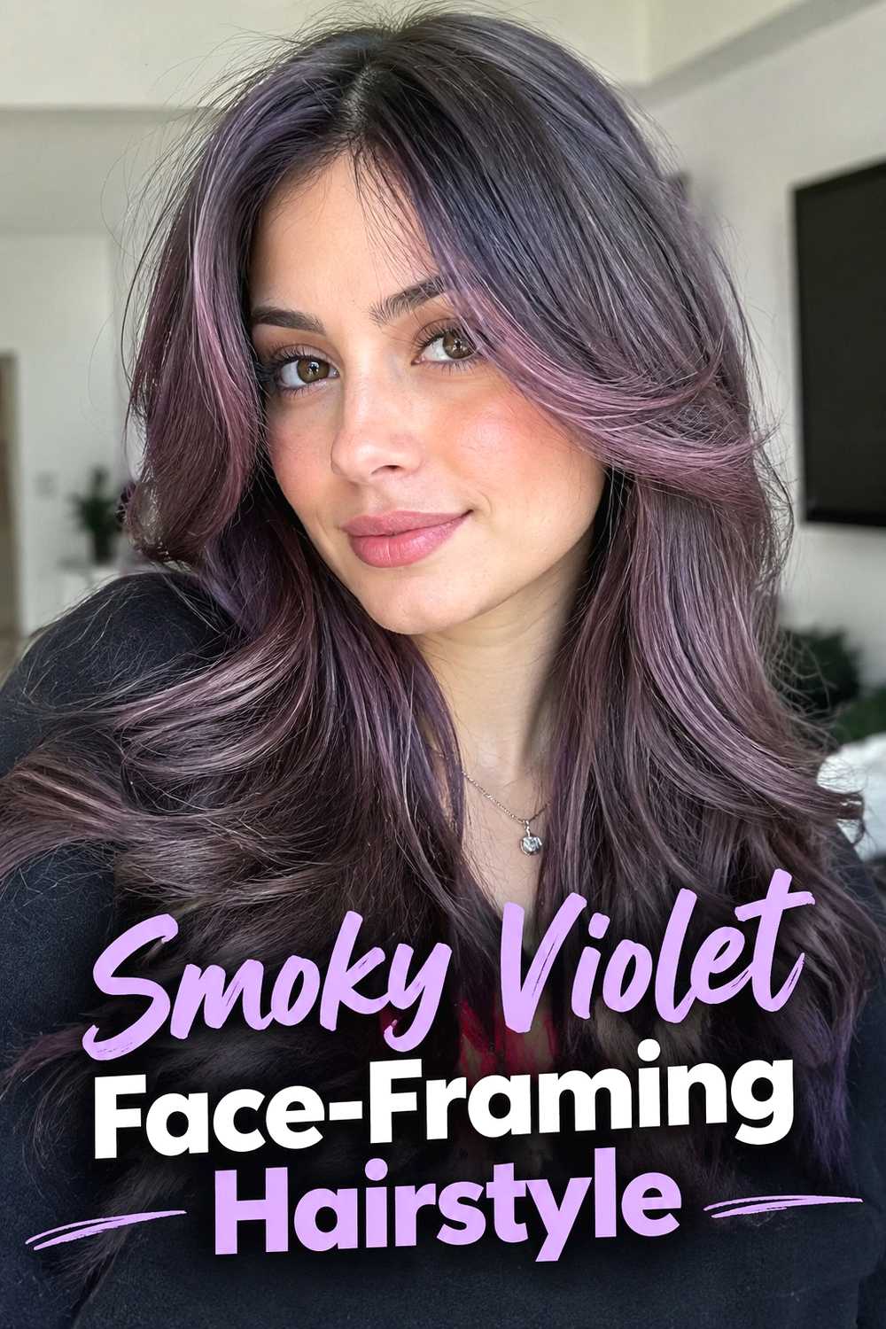 10. Smoky Violet Face Framing Hairstyle