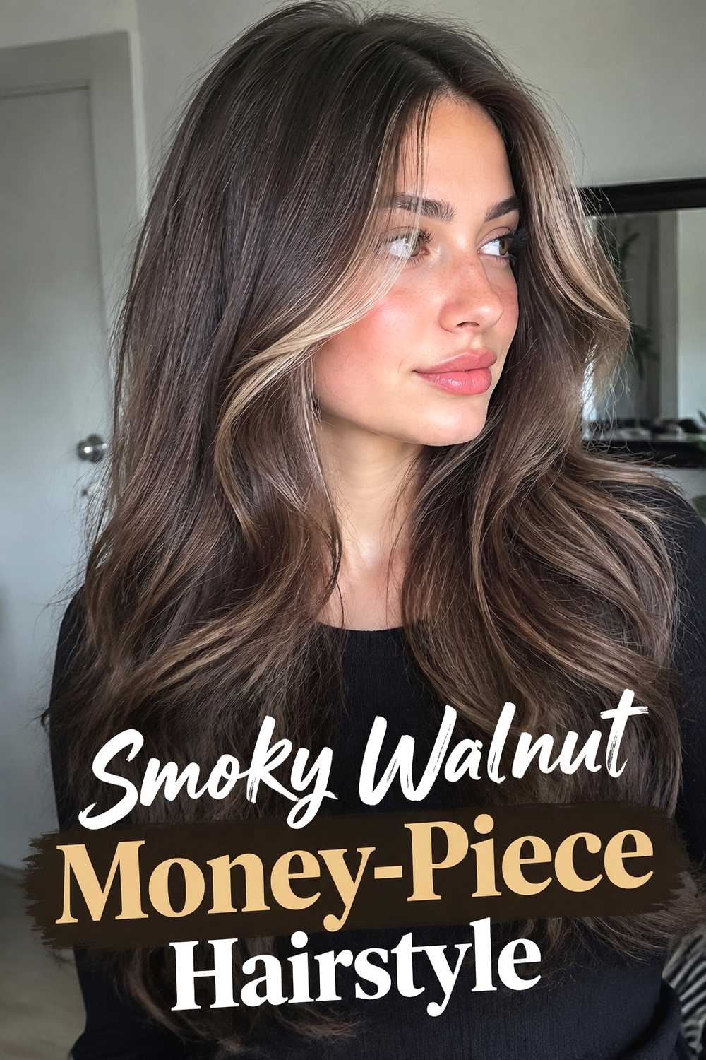15. Smoky Walnut Money Piece Hairstyle