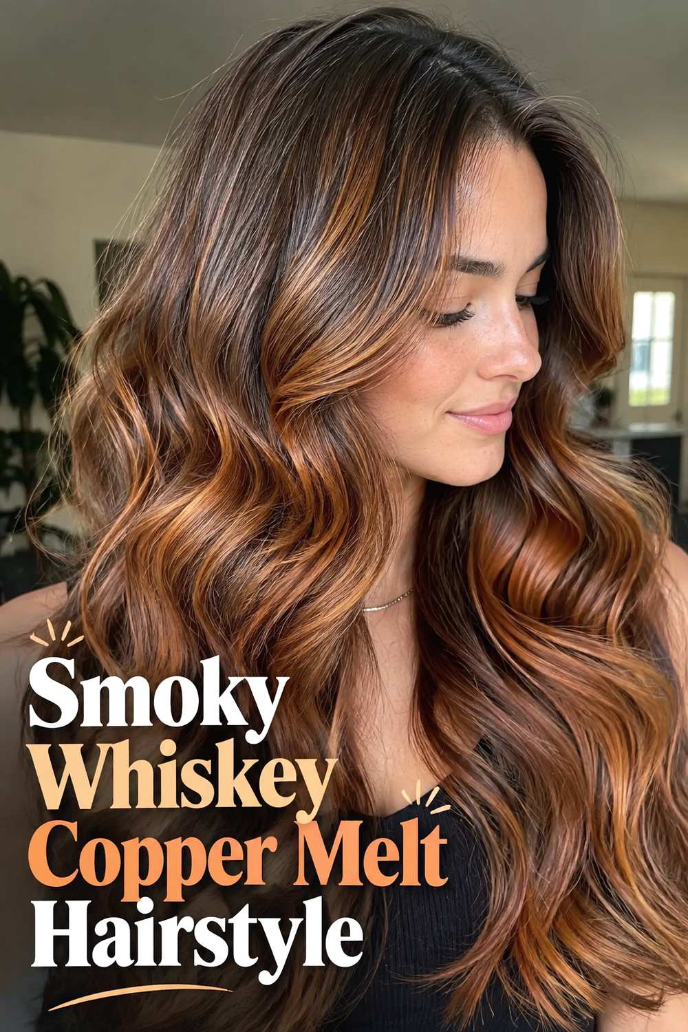 11. Smoky Whiskey Copper Melt Hairstyle